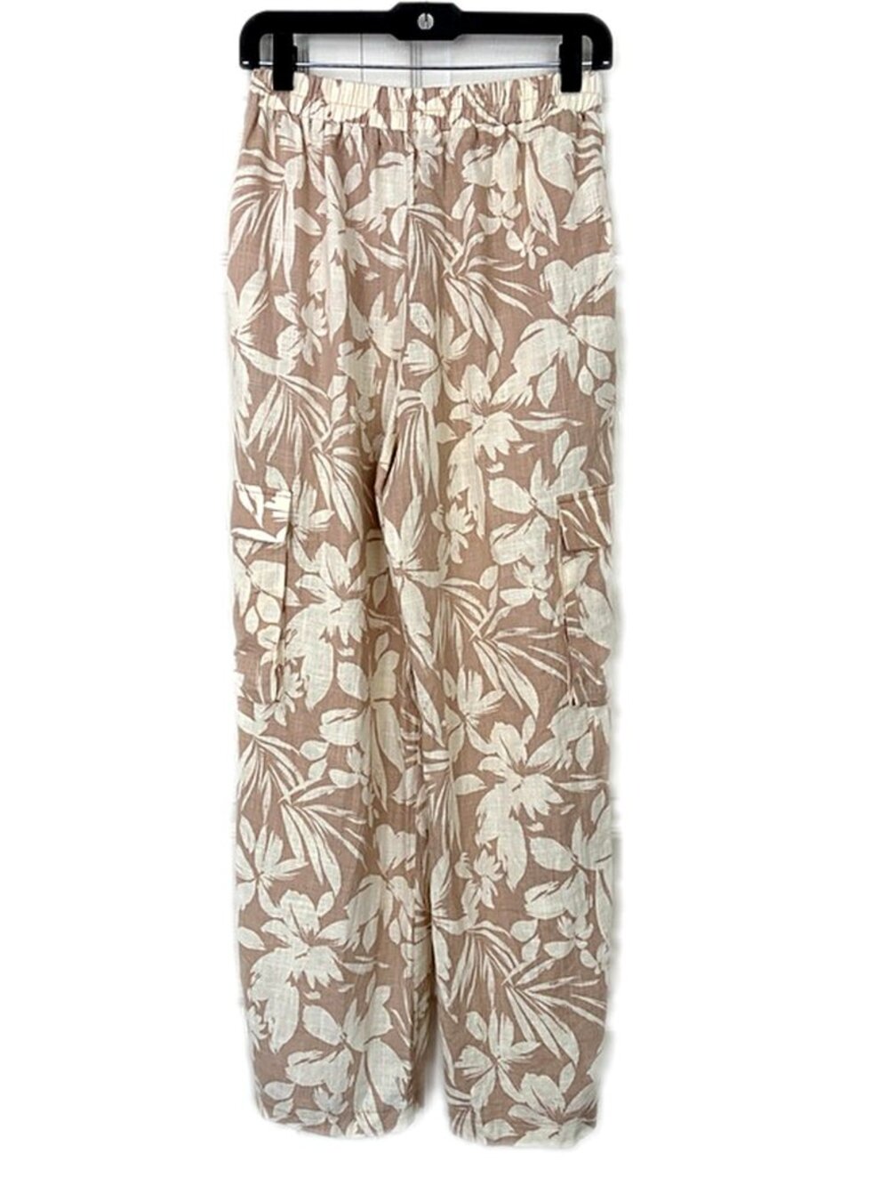 Anthropologie Monteau Los Angeles Cargo Pants Wide Leg Beige Linen Blend Medium